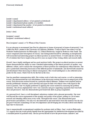 View Free Letter of Recommendation