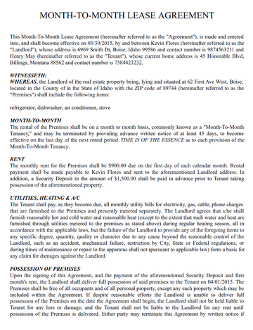 View Free Month-To-Month Lease Agreement