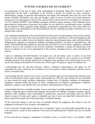 View Free Release Of Liability