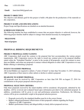 View Free Request For Prosposal